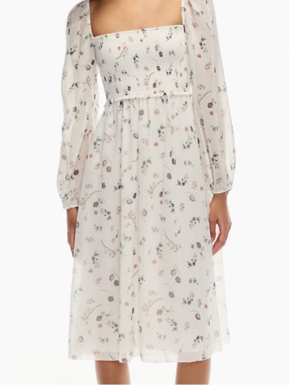 Wilfred Cream Floral Long-Sleeve Midi Dress